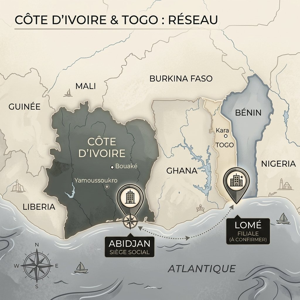 Carte de la Côte d'Ivoire et du Togo